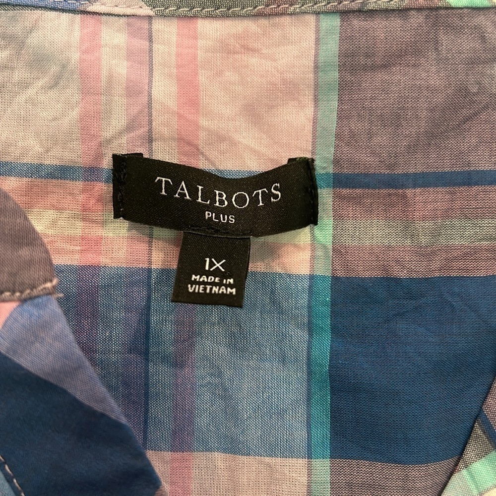 Talbots Plus High Low Split Neck Popover Blouse P… - image 4